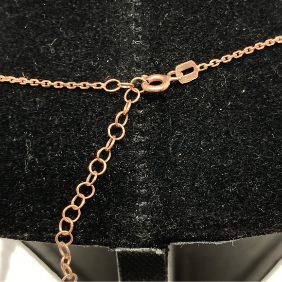 Rose Gold Tone Botanical Themed Necklace with Turquoise Colored Faceted Beads - Picture 4 of 7